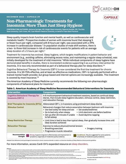 Capsule 39 - Non-Pharmacologic Treatments for Insomnia: More Than Just Sleep Hygiene