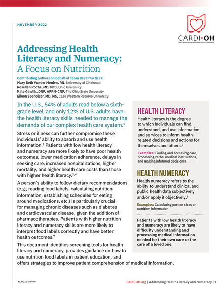 Addressing Health Literacy and Numeracy: A Focus on Nutrition