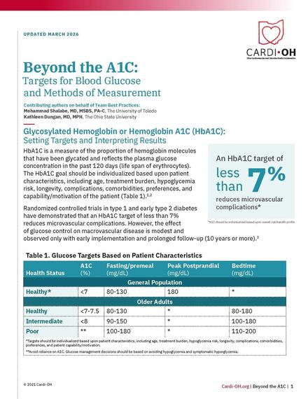 Beyond the A1C: Targets for Blood Glucose and Methods of Measurement