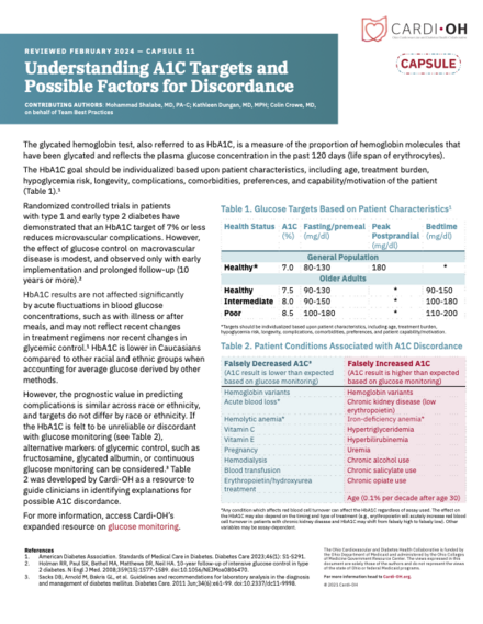 Capsule 11 - Understanding A1C Targets and Possible Factors for Discordance