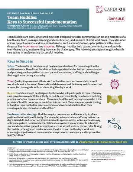 Capsule 17 - Team Huddles: Keys to Successful Implementation
