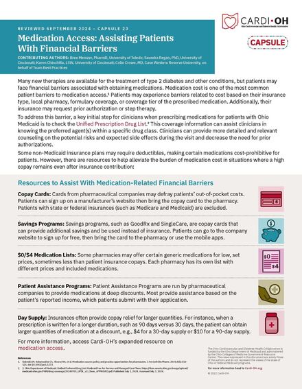 Capsule 23 - Medication Access: Assisting Patients With Financial Barriers