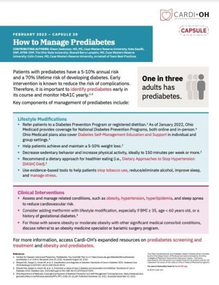 Capsule 30 - How to Manage Prediabetes