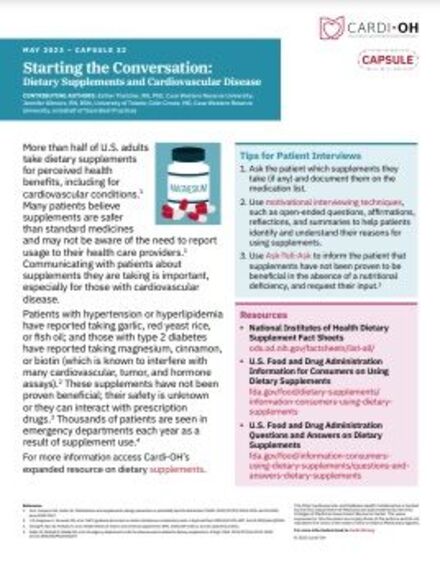 Capsule 32 - Starting the Conversation: Dietary Supplements and Cardiovascular Disease