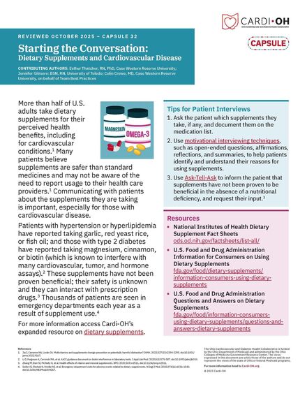 Capsule 32 - Starting the Conversation: Dietary Supplements and Cardiovascular Disease