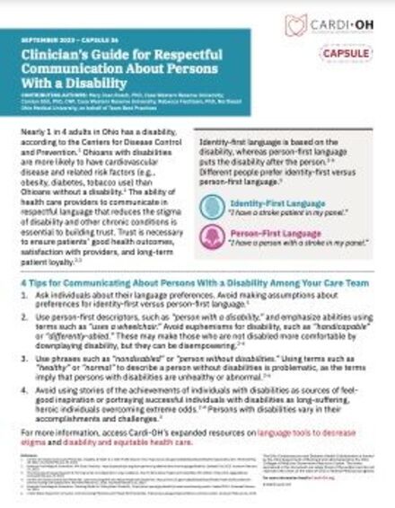 Capsule 36 - Clinician's Guide for Respectful Communication About Persons With a Disability