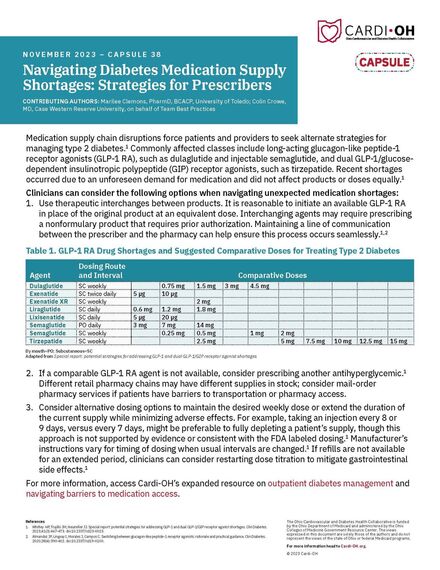 Capsule 38 - Navigating Diabetes Medication Supply Shortages: Strategies for Prescribers