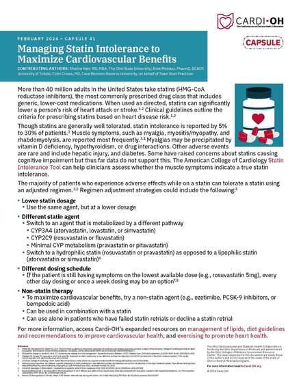 Capsule 41 - Managing Statin Intolerance to Maximize Cardiovascular Benefits