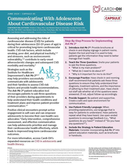 Capsule 45 - Communicating With Adolescents About Cardiovascular Disease Risk