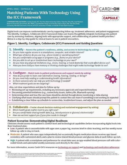 Capsule 66 - Matching Patients With Technology Using the ICC Framework