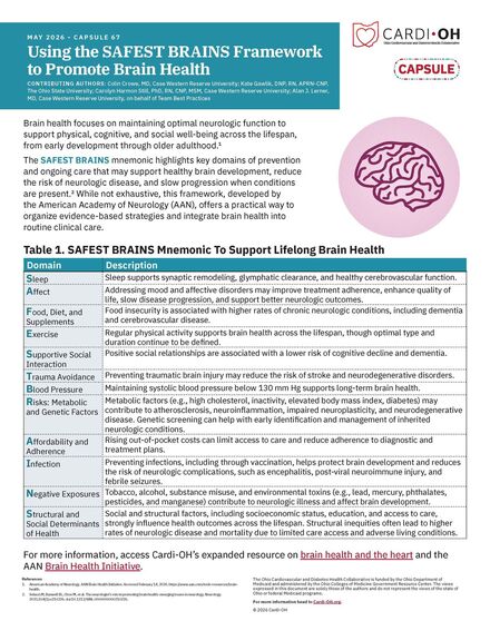 Capsule 67 - Using the SAFEST BRAINS Framework to Promote Brain Health