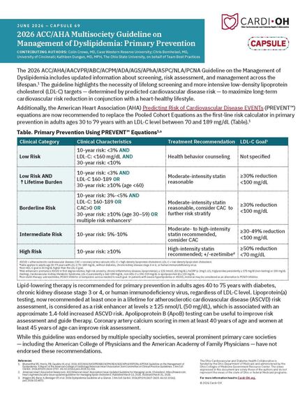 Capsule 69 - 2026 ACC/AHA Multisociety Guideline on Management of Dyslipidemia: Primary Prevention