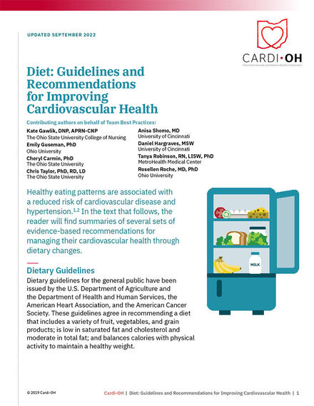 Diet: Guidelines and Recommendations for Improving Cardiovascular Health