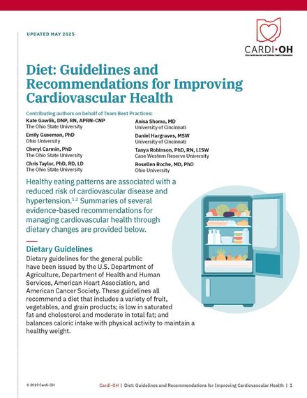 Diet: Guidelines and Recommendations for Improving Cardiovascular Health