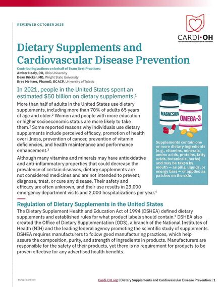 Dietary Supplements and Cardiovascular Disease Prevention