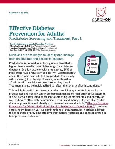 Effective Diabetes Prevention for Adults: Prediabetes Screening and Treatment, Part 1