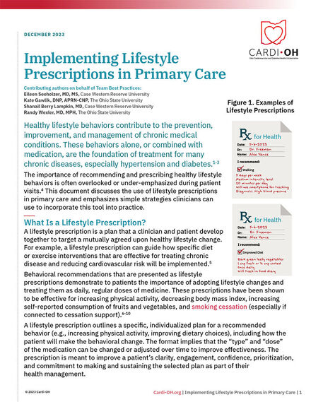 Implementing Lifestyle Prescriptions in Primary Care