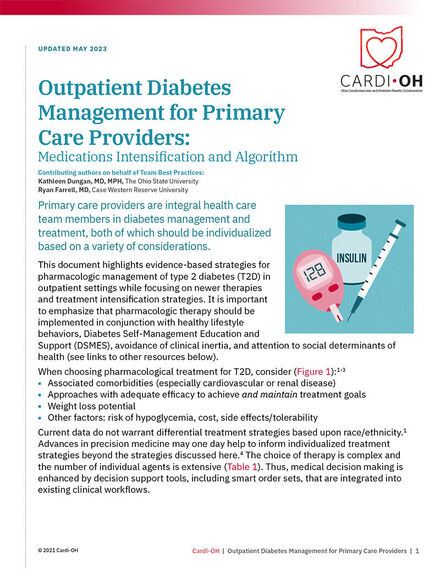 Outpatient Diabetes Management for Primary Care Providers: Medications Intensification and Algorithm