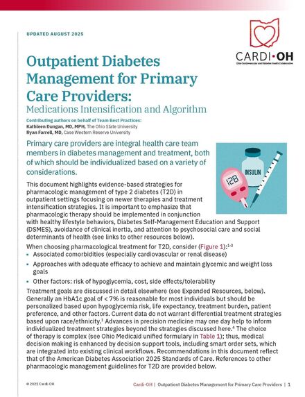 Outpatient Diabetes Management for Primary Care Providers: Medications Intensification and Algorithm