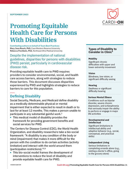 Promoting Equitable Health Care for Persons With Disabilities