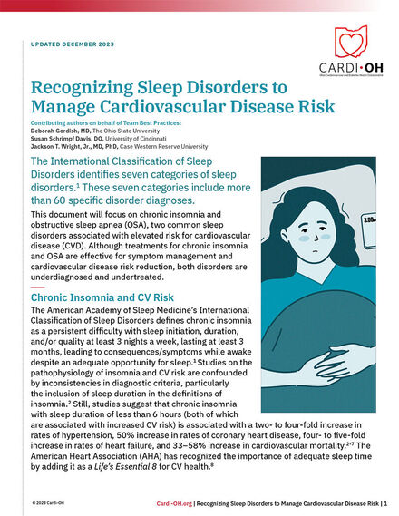 Recognizing Sleep Disorders to Manage Cardiovascular Disease Risk