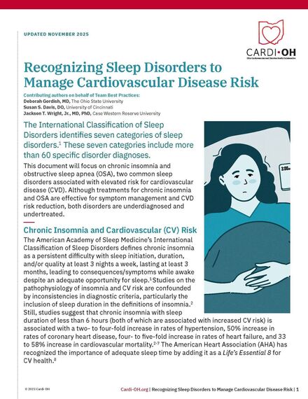Recognizing Sleep Disorders to Manage Cardiovascular Disease Risk