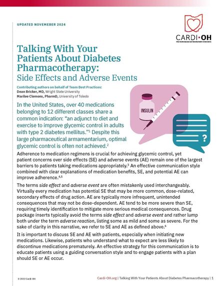 Talking With Your Patients About Diabetes Pharmacotherapy: Side Effects and Adverse Events