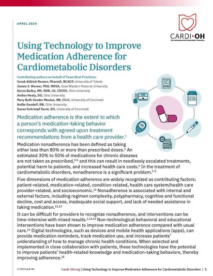 Using Technology to Improve Medication Adherence for Cardiometabolic Disorders